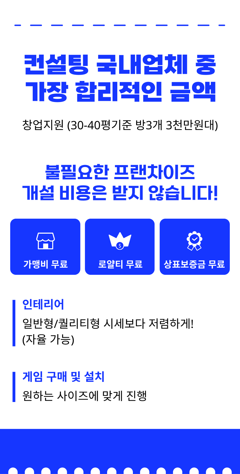 창업 지원 30, 40평 기준 방 3개 3천만원대